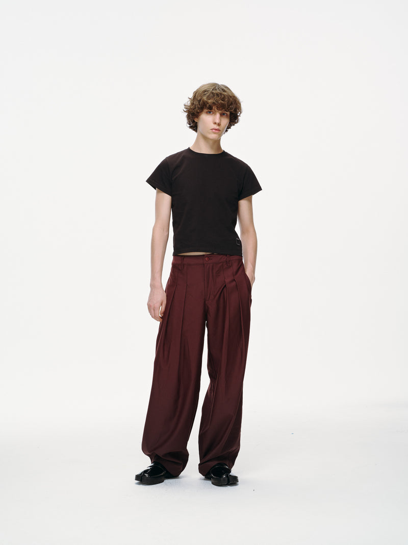 Contour Pleated Trousers – Oxblood, Relaxed Fit