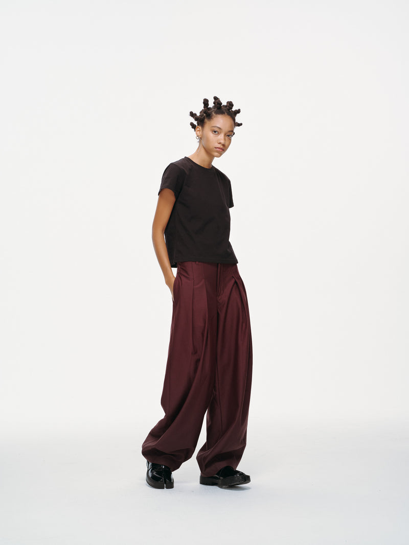 Contour Pleated Trousers – Oxblood, Relaxed Fit