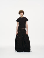 Yemi Cargo Pants – Extra Wide Leg, Multi-Pocket, Midnight