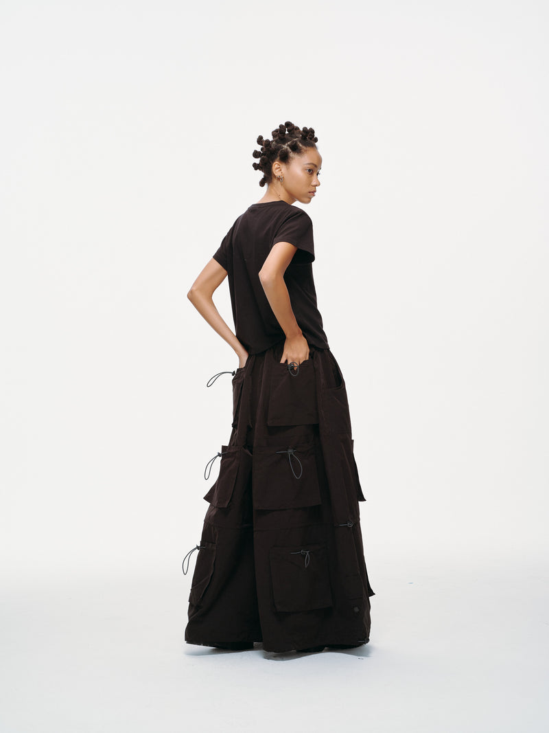 Yemi Cargo Pants – Extra Wide Leg, Multi-Pocket, Midnight
