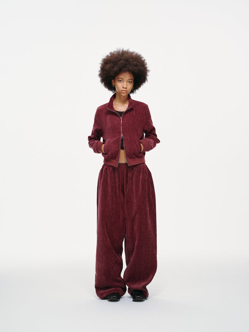 Velour Tracksuit Top – Deep Rouge