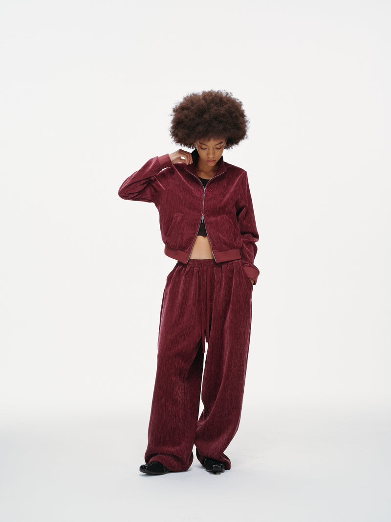 Velour Tracksuit Top – Deep Rouge