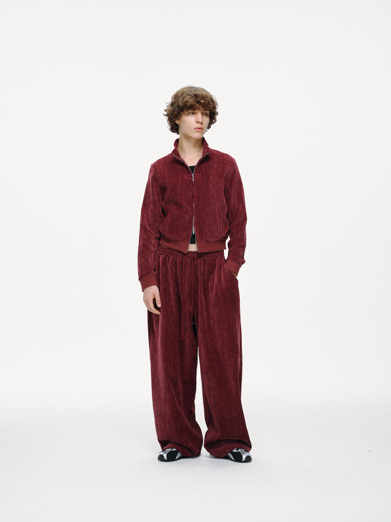 Velour Tracksuit Top – Deep Rouge