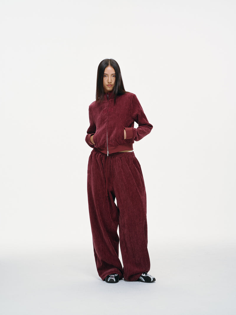Velour Tracksuit Top – Deep Rouge
