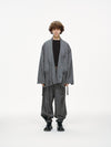 Noa Loose Fit Kimono Blazer – Grey Pinstripe