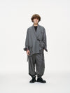 Noa Loose Fit Kimono Blazer – Grey Pinstripe