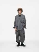 Noa Loose Fit Kimono Blazer – Grey Pinstripe