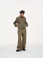 Kota Light Denim Motor Jacket – Subtle Washed Brown Camo