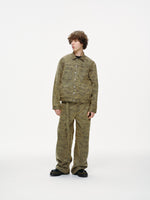 Kota Light Denim Motor Jacket – Subtle Washed Brown Camo