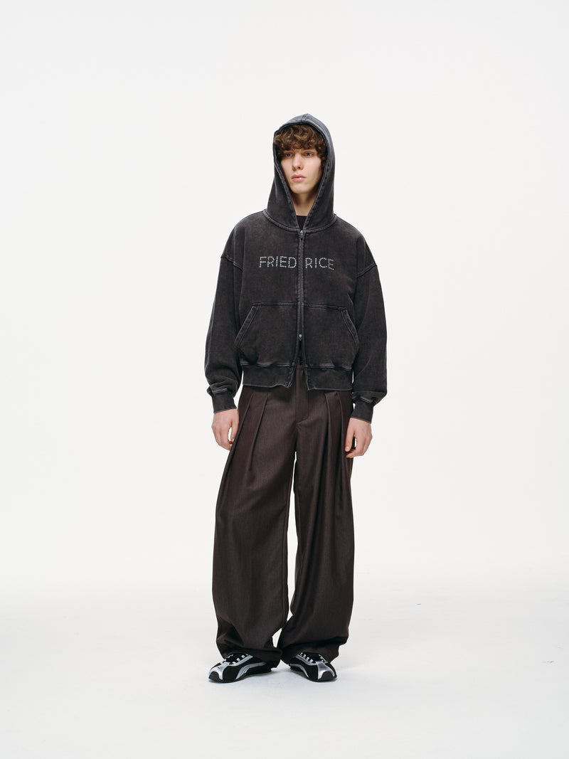 FRIED RICE Beaded Logo Double Zip Hoodie – FRIED RICE SHOP
