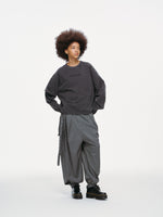 Asymmetric Sleeve Crewneck – Graphite