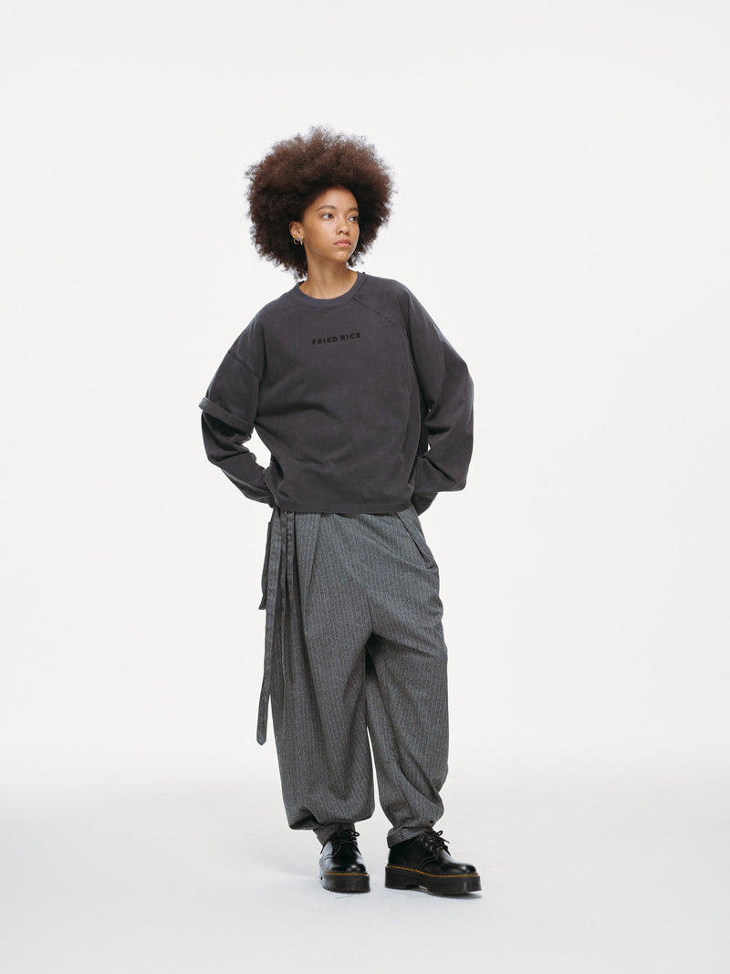 Asymmetric Sleeve Crewneck – Graphite