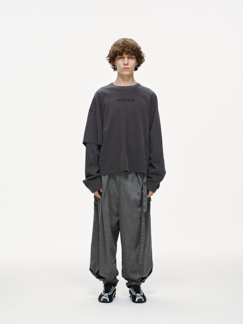 Asymmetric Sleeve Crewneck – Graphite