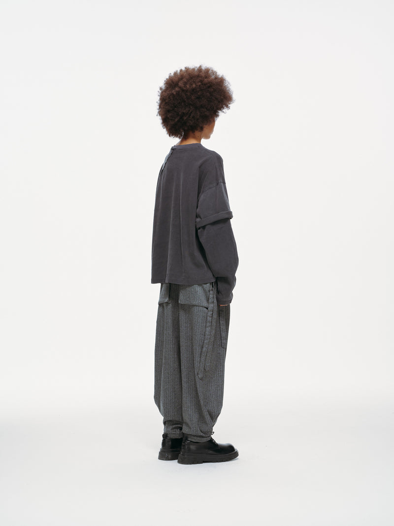 Asymmetric Sleeve Crewneck – Graphite