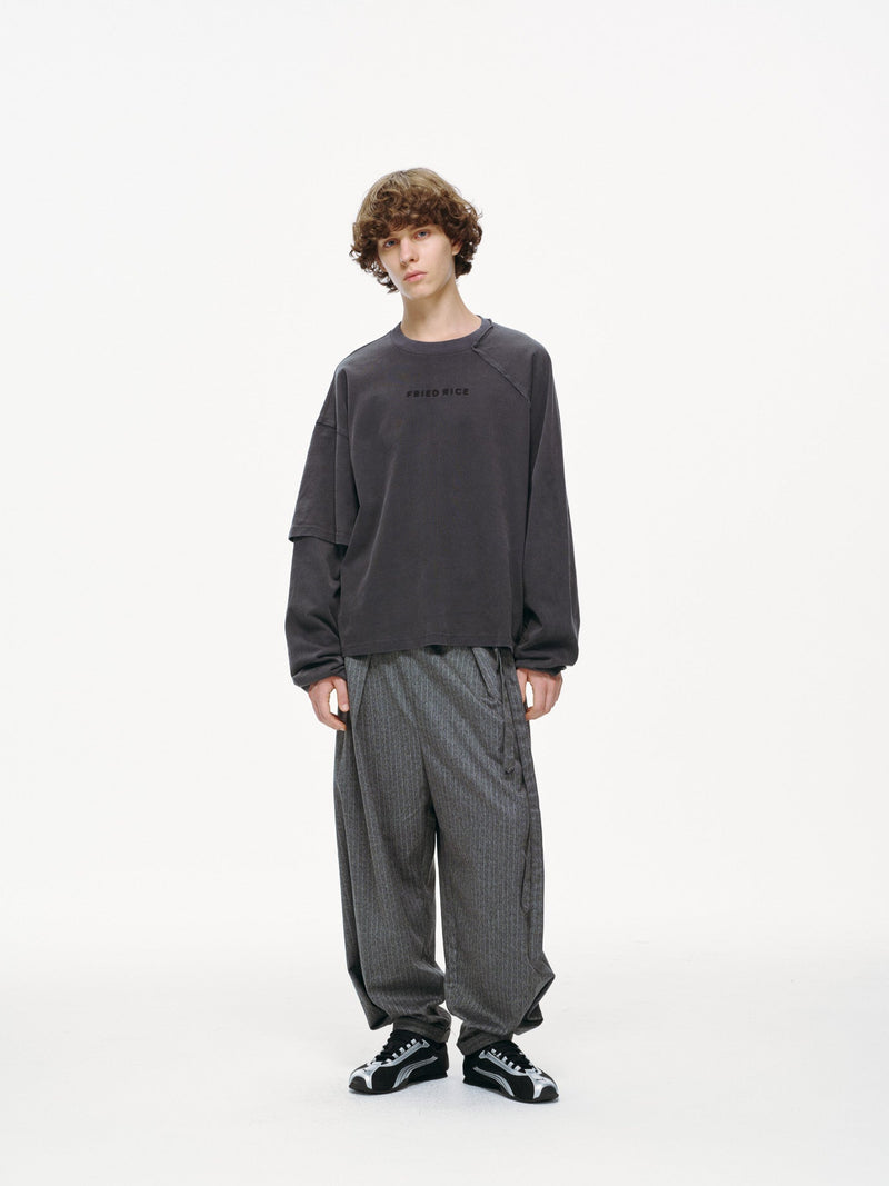 Asymmetric Sleeve Crewneck – Graphite