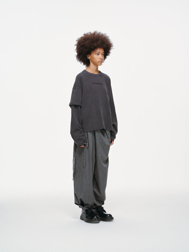 Asymmetric Sleeve Crewneck – Graphite