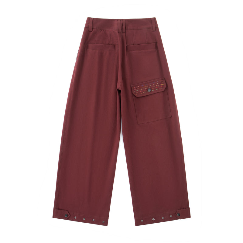 Sashiko Wide Leg - Oxblood