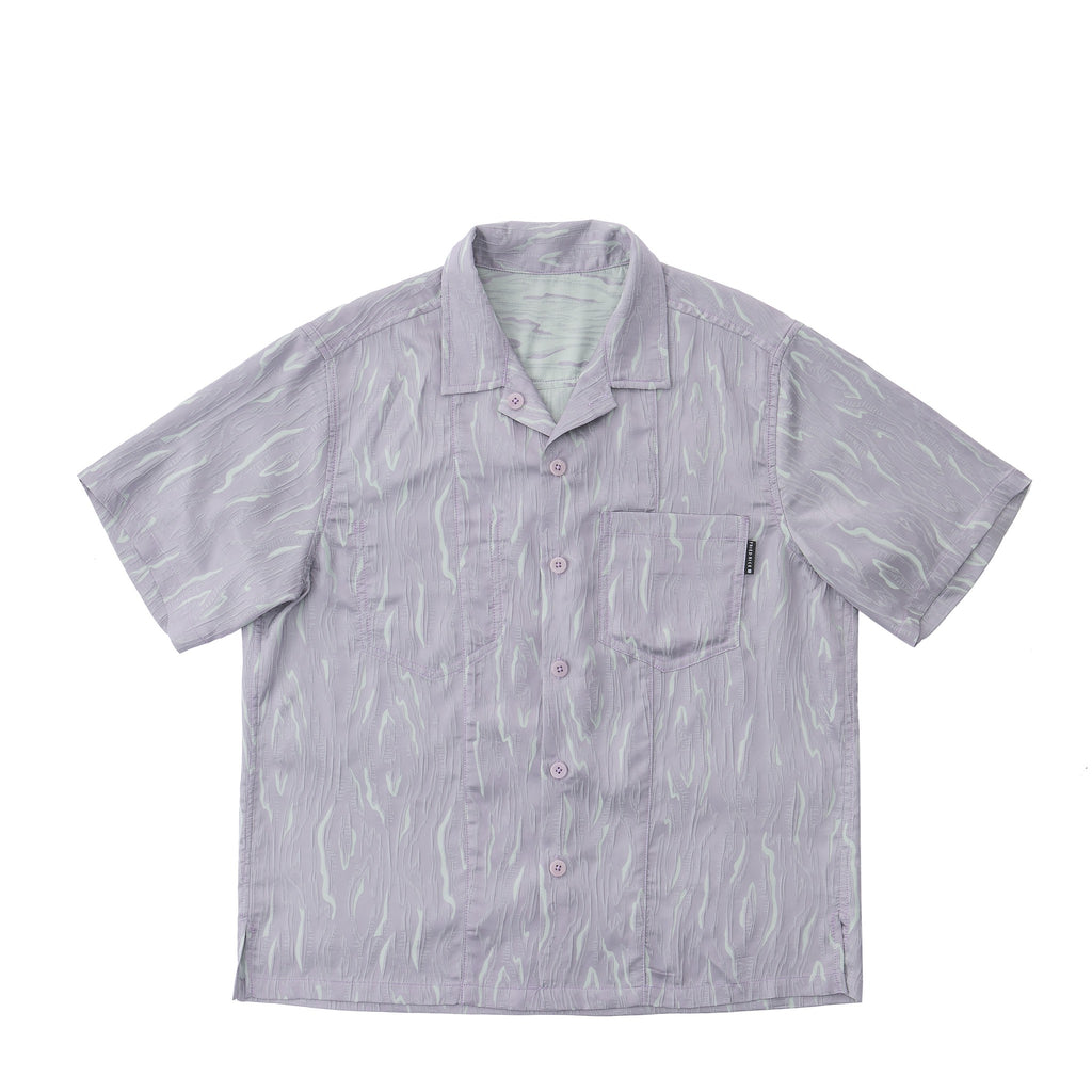 Reversible Summer Button Up – Short Sleeve, Lavender & Mint Woodgrain