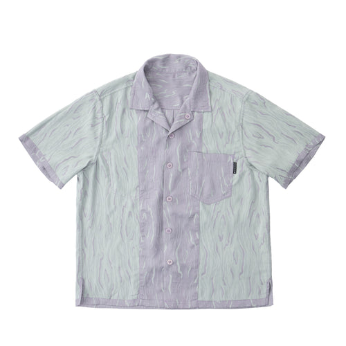 Reversible Summer Button Up – Short Sleeve, Lavender & Mint Woodgrain