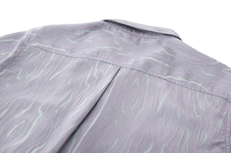 Reversible Summer Button Up – Short Sleeve, Lavender & Mint Woodgrain