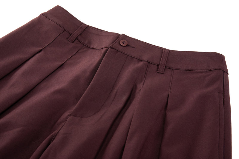 Contour Pleated Trousers – Oxblood, Relaxed Fit