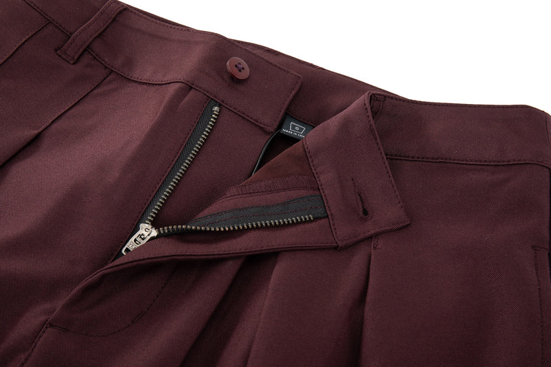Contour Pleated Trousers – Oxblood, Relaxed Fit