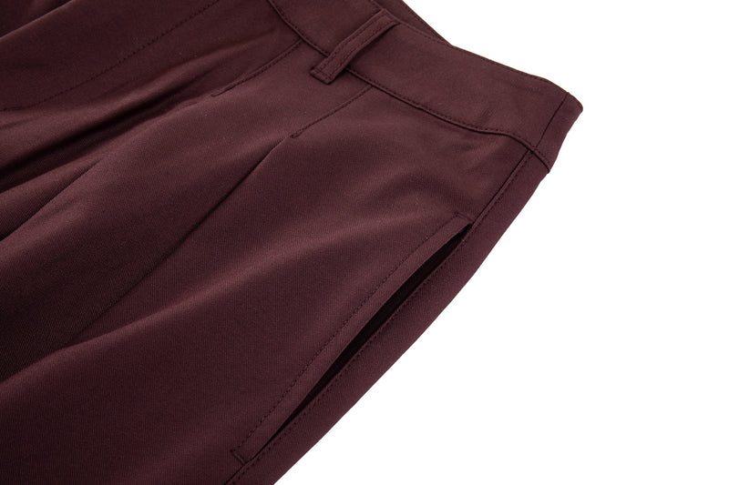 Contour Pleated Trousers – Oxblood, Relaxed Fit