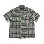 Abstract Paint Brush Plaid Button Up – Short Sleeve, Earth Tones