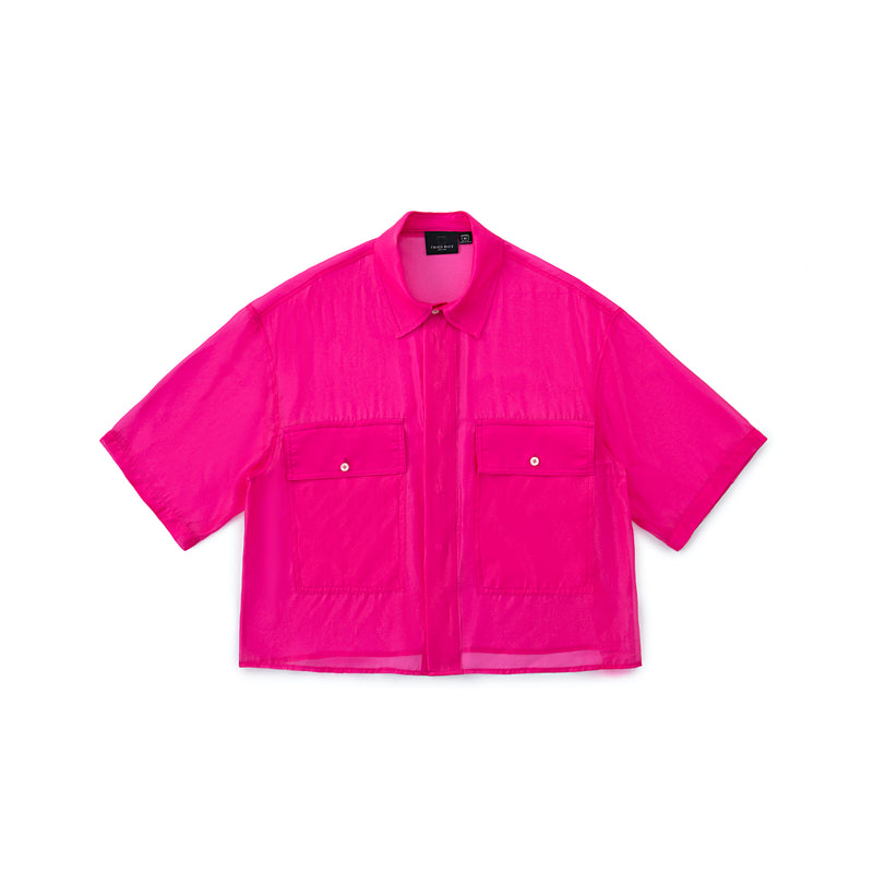 Candy Wrap Sheer Cropped Button Up