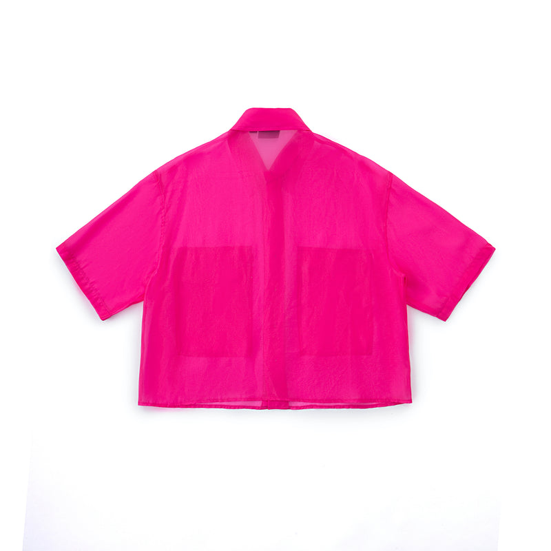 Candy Wrap Sheer Cropped Button Up