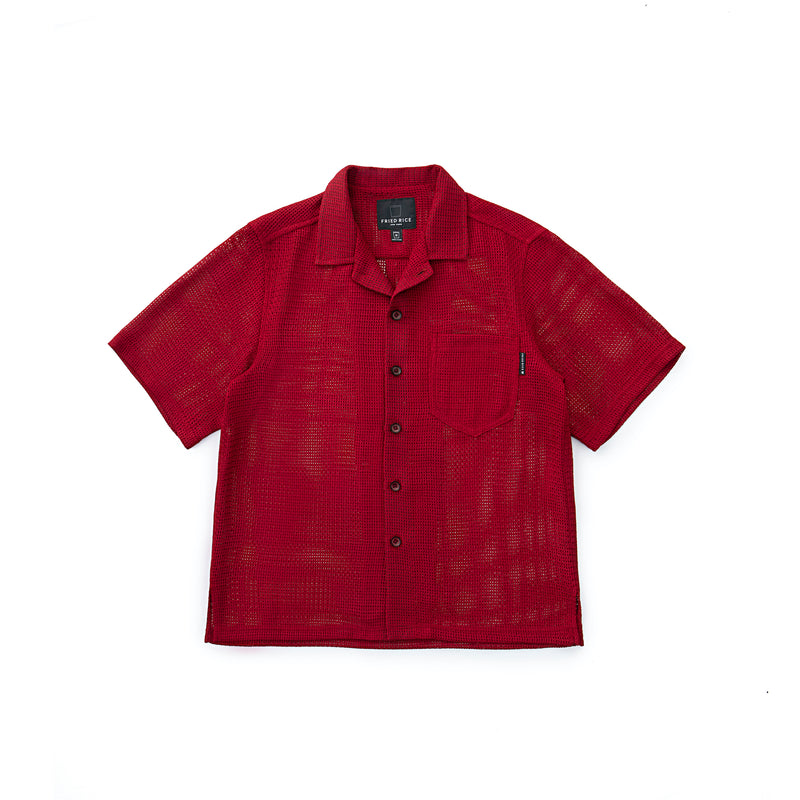 Deep Currant Open Weave Mesh Shirt