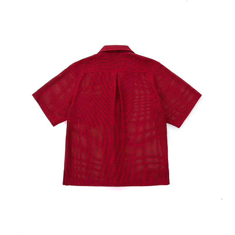Deep Currant Open Weave Mesh Shirt