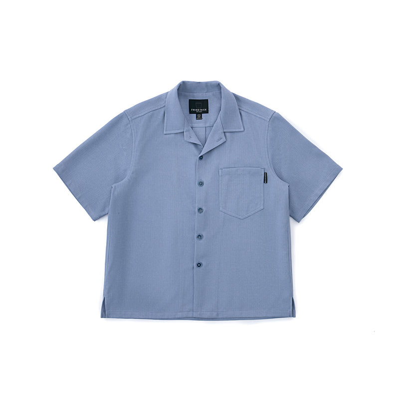 Slate Blue Short Sleeve Shirt – Textured, Relaxed Fit