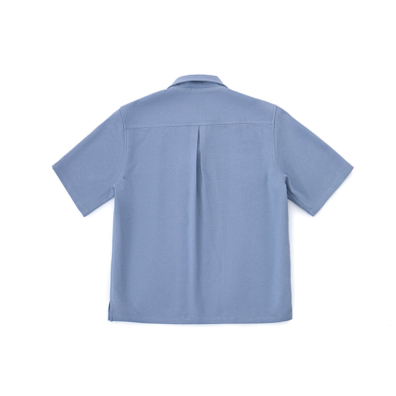 Slate Blue Short Sleeve Shirt – Textured, Relaxed Fit