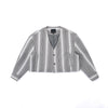 Cropped V-Neck Jacket – Striped Monochrome Twill
