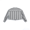 Cropped V-Neck Jacket – Striped Monochrome Twill
