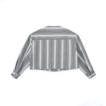 Cropped V-Neck Jacket – Striped Monochrome Twill