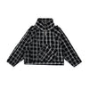 Black and gray plaid longsleeve on a white background