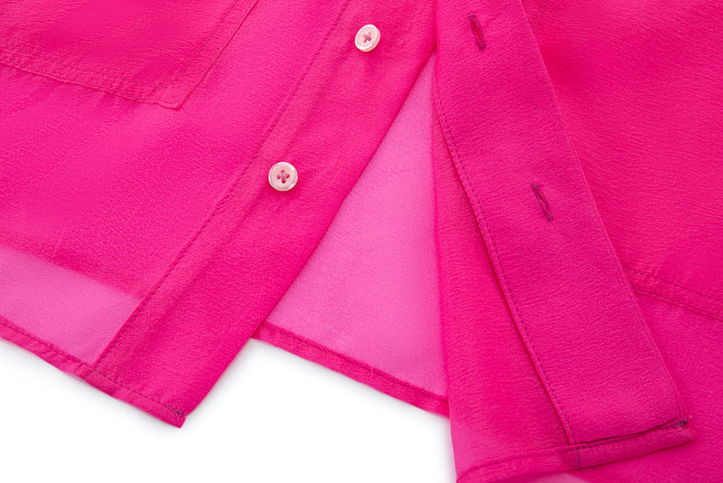 Candy Wrap Sheer Cropped Button Up