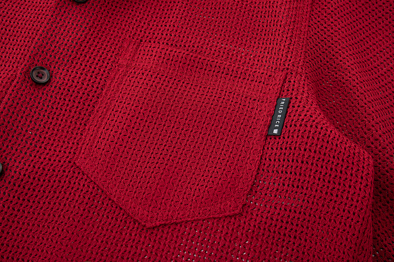 Deep Currant Open Weave Mesh Shirt