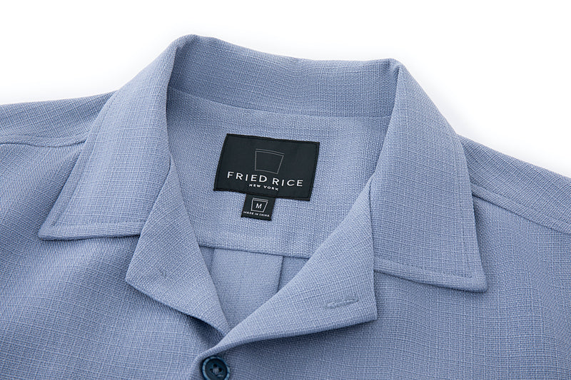 Slate Blue Short Sleeve Shirt – Textured, Relaxed Fit
