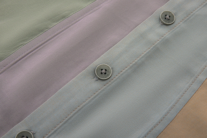 Wave Panel Short Sleeve Shirt – Earth Tone Mix
