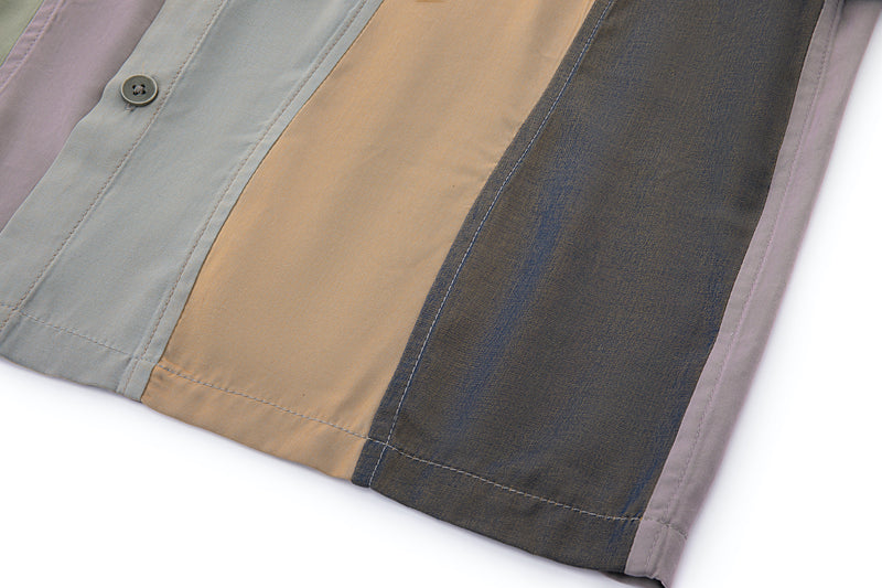 Wave Panel Short Sleeve Shirt – Earth Tone Mix