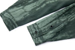 Super-Sheer High Collar Button Up – Forest Tie-Dye, Lightweight Drape