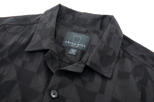 Gridhaus Geometric Jacquard Shirt – Opal, Short Sleeve