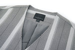 Cropped V-Neck Jacket – Striped Monochrome Twill