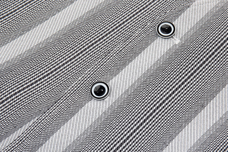 Cropped V-Neck Jacket – Striped Monochrome Twill