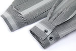 Cropped V-Neck Jacket – Striped Monochrome Twill