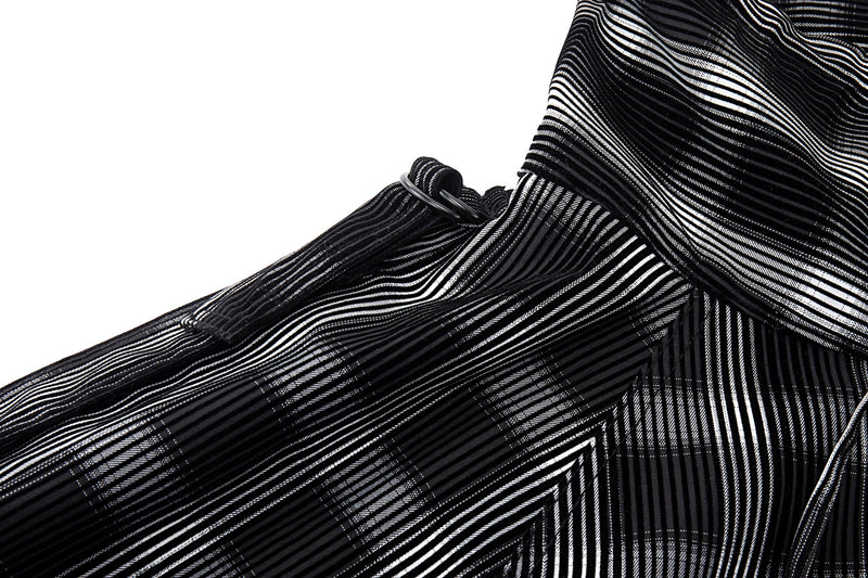 Distorted Plaid Half-Zip Pullover – Black & White, Boxy Fit