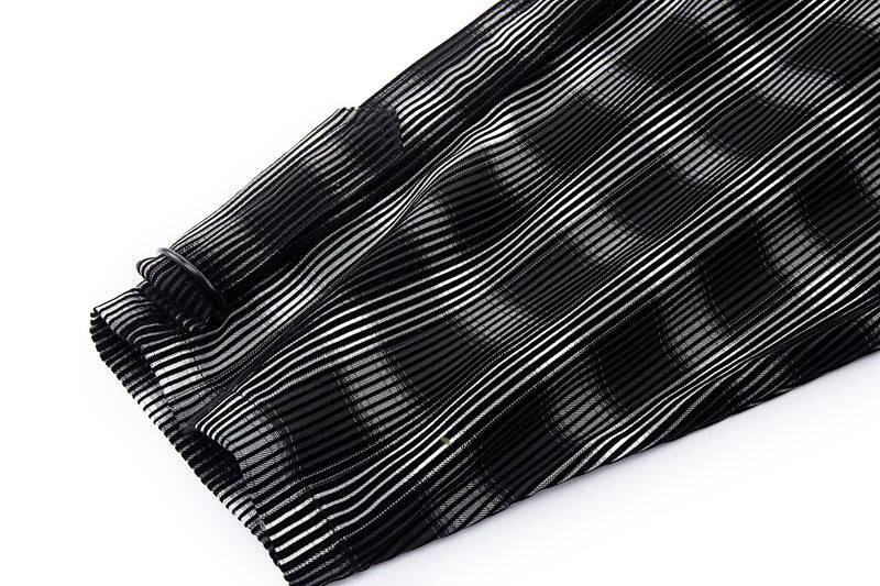 Distorted Plaid Half-Zip Pullover – Black & White, Boxy Fit